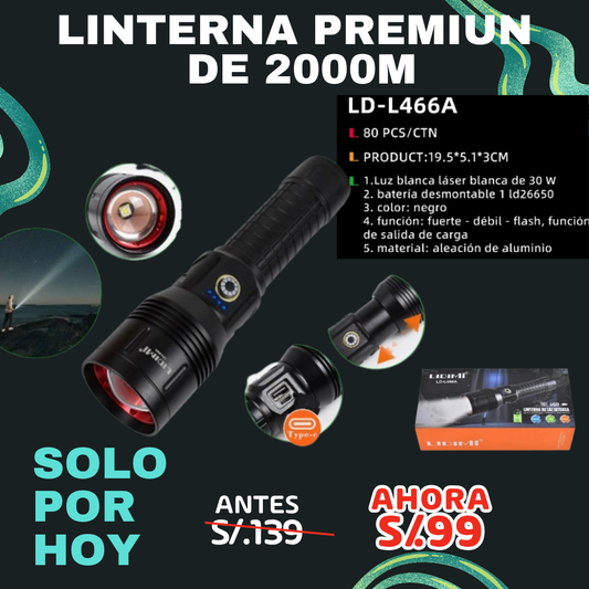 Linterna táctica potente de largo alcance