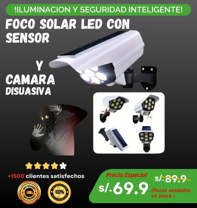 Foco solar LED con sensor de movimiento